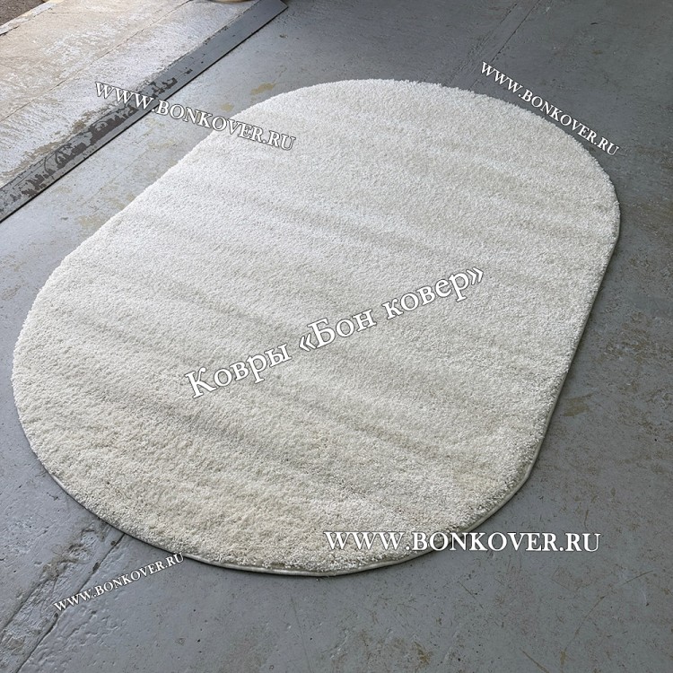 Длинноворсный Ковер Шагги Белый Овальный