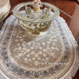 Ковер Медальон Для Гостиной Дизайн 30584 Серый Овал