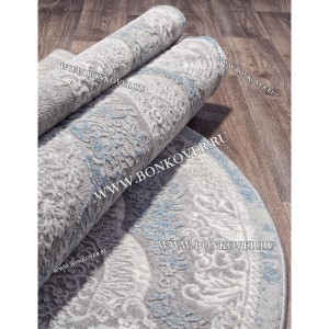 Турецкий Ковер Для Гостиной Дизайн 33 Синий с Серым Овальный